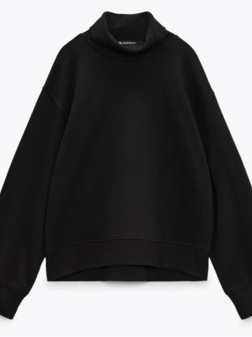 Zara Black Turtleneck Women's Cotton Blend Hoodie Sweater